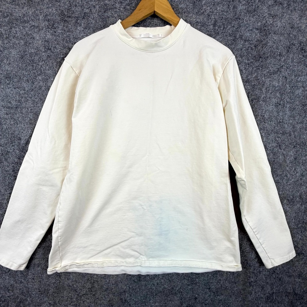 Chicβ Ven Shirt Men Large Off White Cotton Mock Neck Everyday Wear Casual